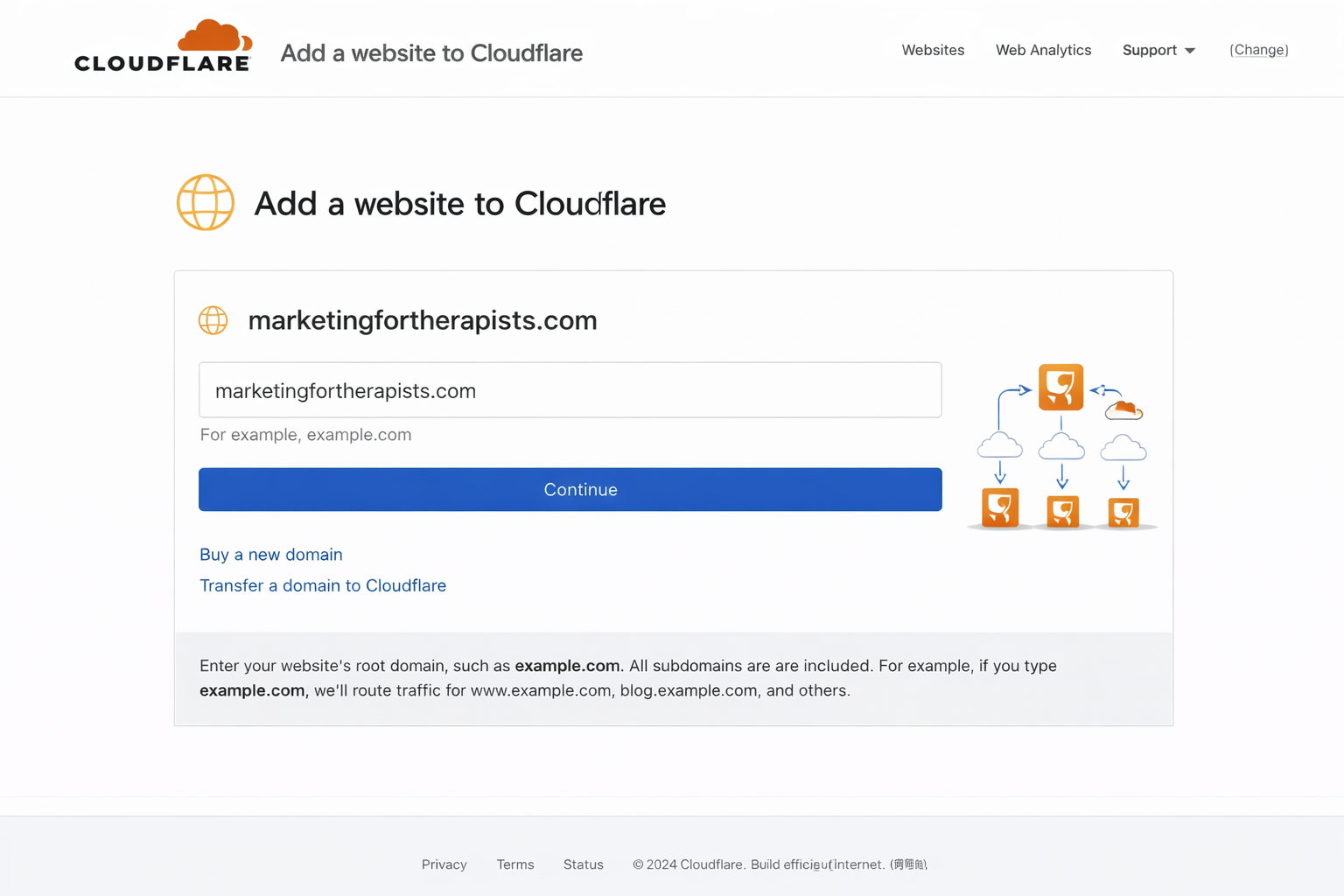 Registering a domain name on Cloudflare