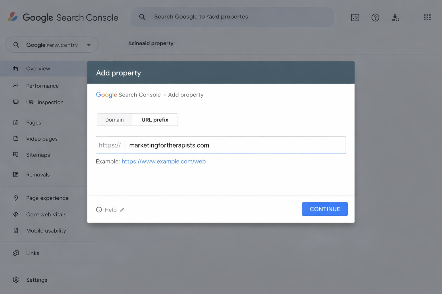Adding a website to Google Search Console
